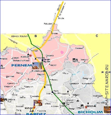 Administrativa mapa de Goa em ingles