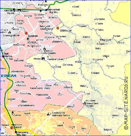 Administratives carte de Goa en anglais