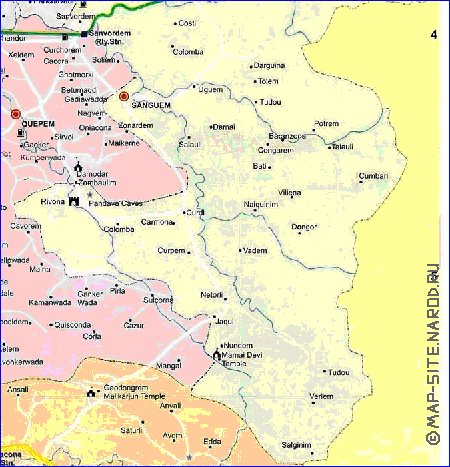 Administrativa mapa de Goa em ingles