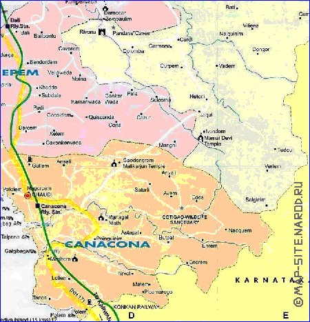 Administrativa mapa de Goa em ingles