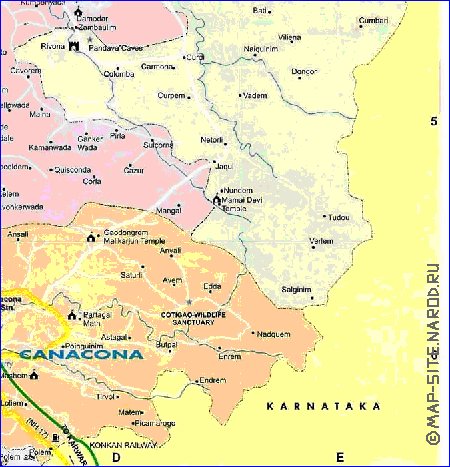 Administratives carte de Goa en anglais