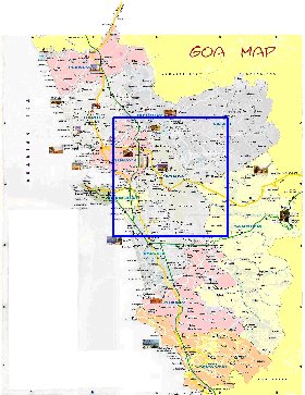 Administrativa mapa de Goa em ingles