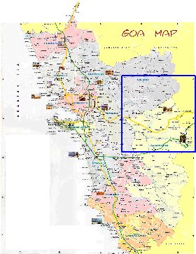 Administrativa mapa de Goa em ingles