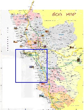 Administrativa mapa de Goa em ingles