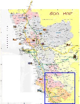 Administrativa mapa de Goa em ingles