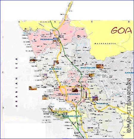 Administrativa mapa de Goa em ingles