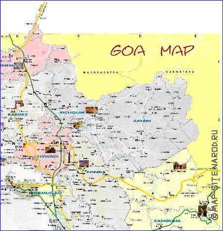 Administrativa mapa de Goa em ingles