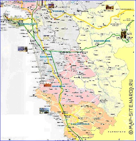 Administrativa mapa de Goa em ingles