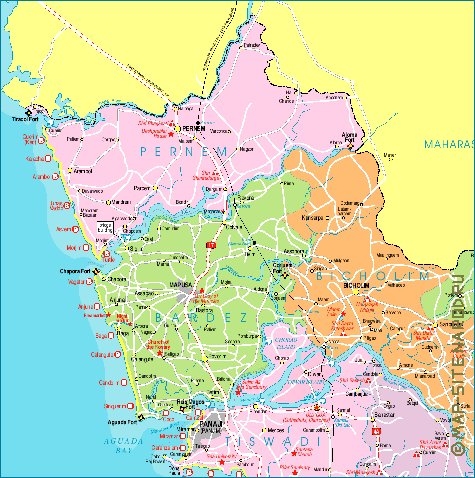 Administrativa mapa de Goa