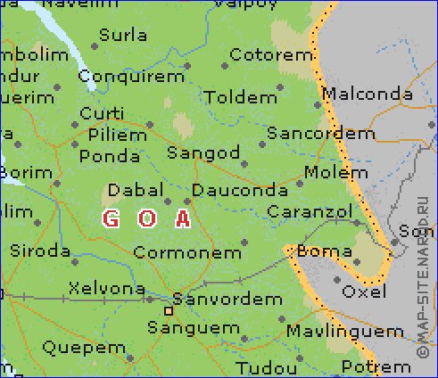 carte de Goa en anglais