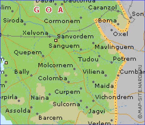 mapa de Goa em ingles