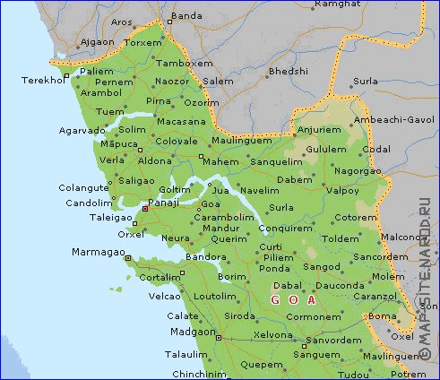 carte de Goa en anglais