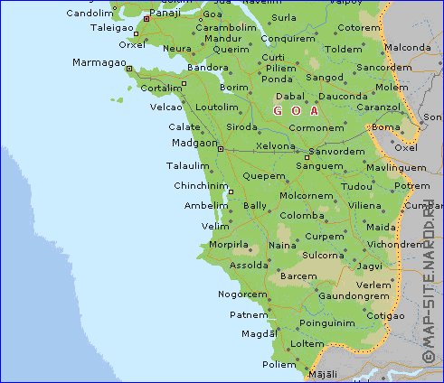 carte de Goa en anglais