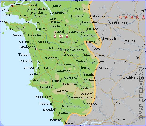 carte de Goa en anglais