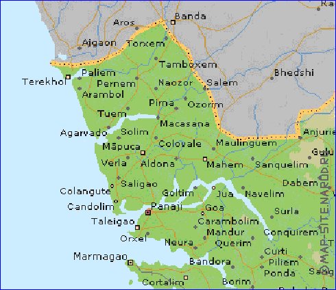 mapa de Goa em ingles