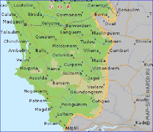 mapa de Goa em ingles