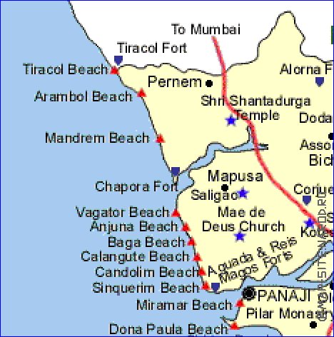 Touristique carte de Goa