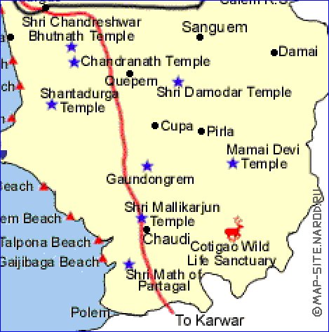 Turismo mapa de Goa