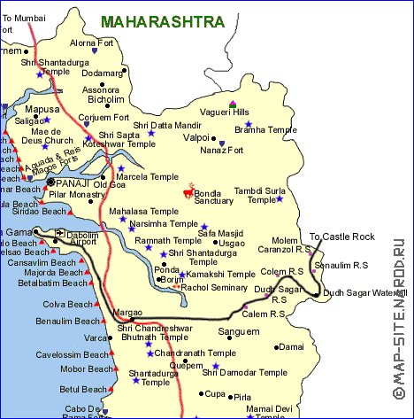 Touristique carte de Goa