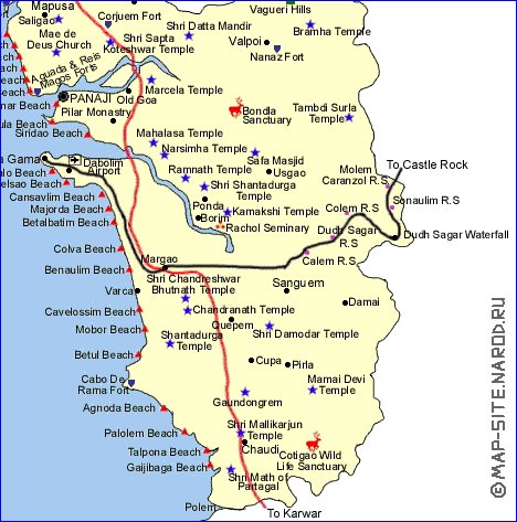 Turismo mapa de Goa