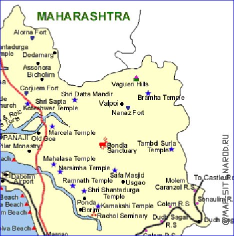 Turismo mapa de Goa