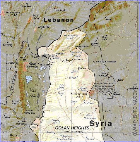 carte de Golan en anglais