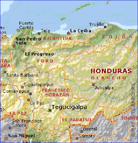 Administratives carte de Honduras