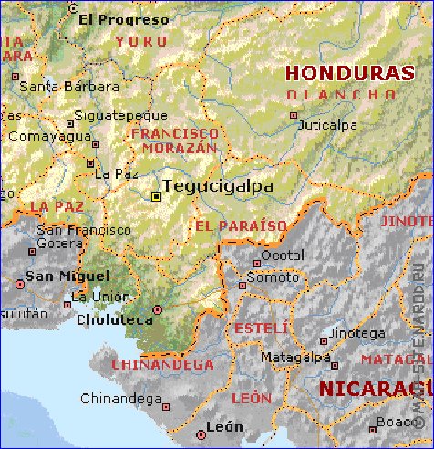 Administrativa mapa de Honduras