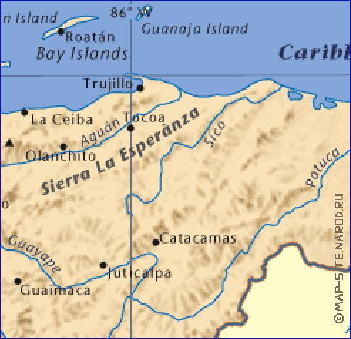 carte de Honduras en anglais