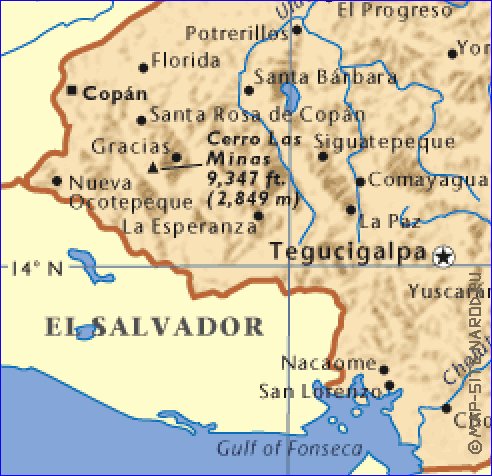 mapa de Honduras em ingles