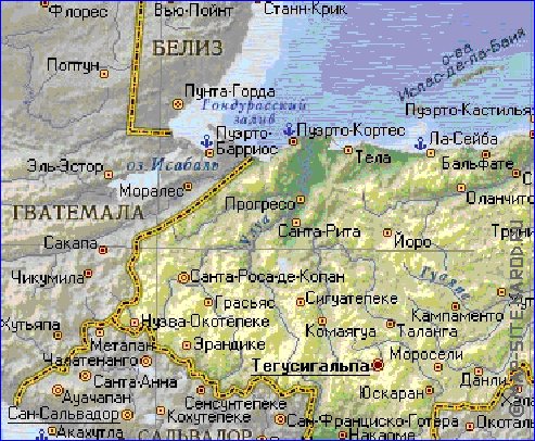 Fisica mapa de Honduras