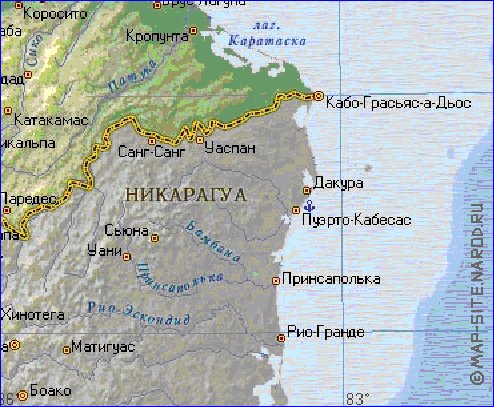 Fisica mapa de Honduras