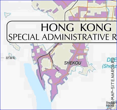 carte de Hong Kong en anglais