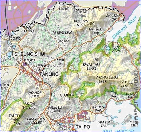 carte de Hong Kong en anglais