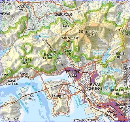 carte de Hong Kong en anglais