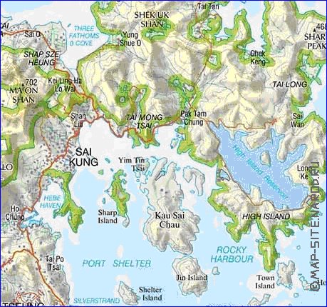 carte de Hong Kong en anglais