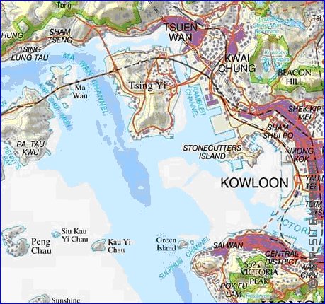 carte de Hong Kong en anglais