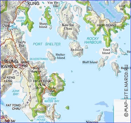 carte de Hong Kong en anglais