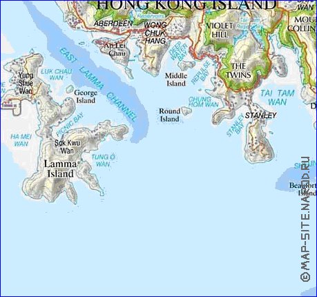 carte de Hong Kong en anglais