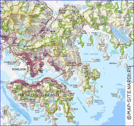 carte de Hong Kong en anglais