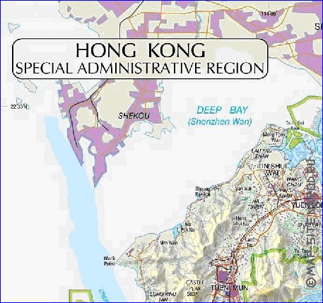 carte de Hong Kong en anglais