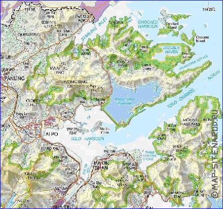 carte de Hong Kong en anglais