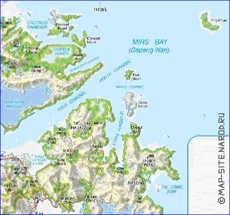 carte de Hong Kong en anglais