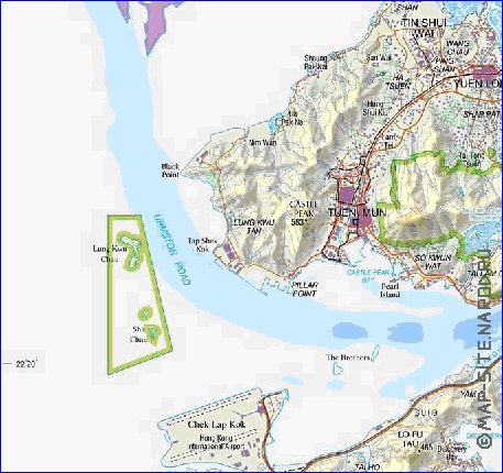 carte de Hong Kong en anglais