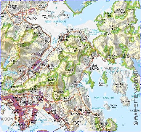 carte de Hong Kong en anglais