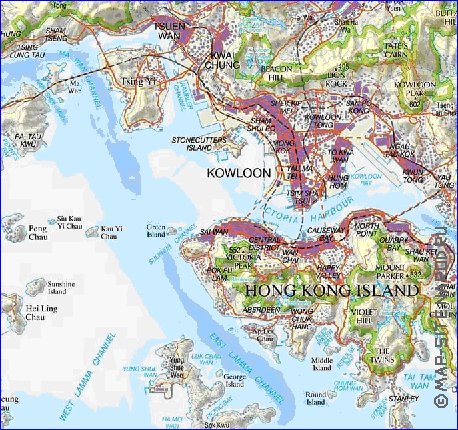 mapa de Hong Kong em ingles