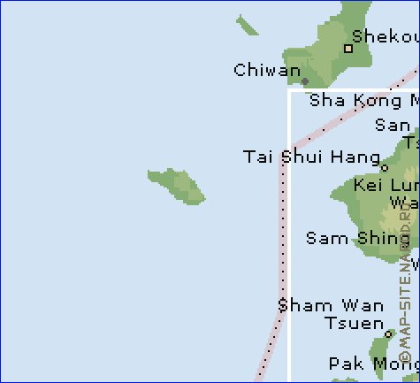 Physique carte de Hong Kong