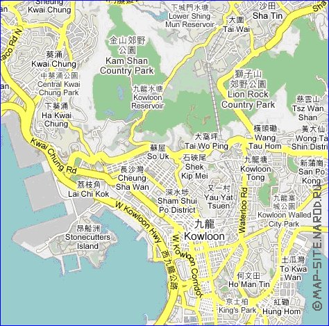 carte de Hong Kong en langue chinoise