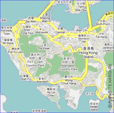 carte de Hong Kong en langue chinoise