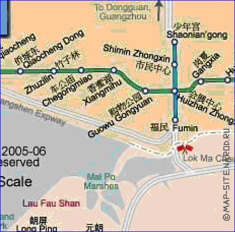 Transporte mapa de Hong Kong